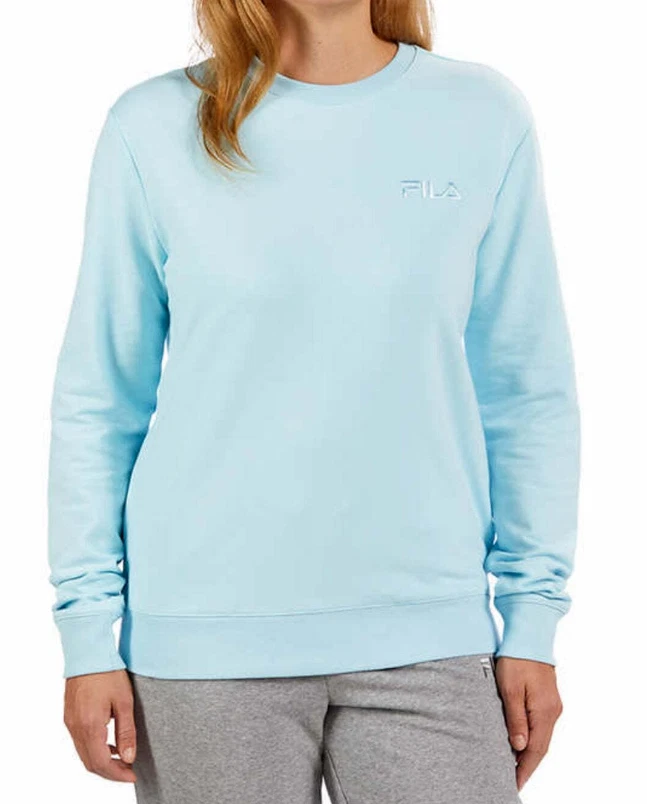 FILA Sweatshirt Women Size 2X Super Soft Crewneck French Terry Pockets Blue