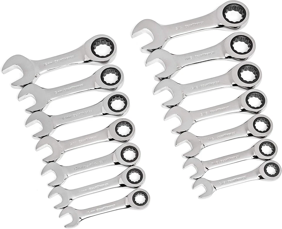14 Pc. 12 Point Stubby Ratcheting Sae/Metric Combination Wrench Set - 85206