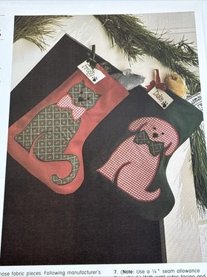 Cat Dog Pet Christmas Stockings 2 Designs Uncut Sewing Pattern Pages from Book - Image 1 of 4