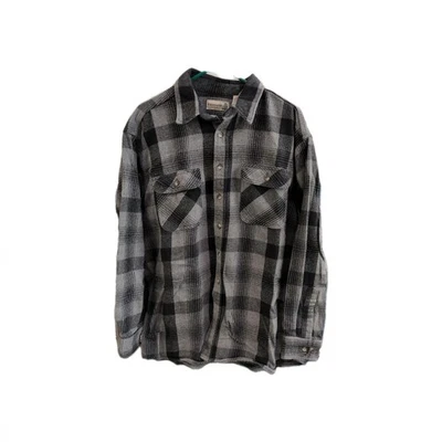 Camisa de franela pesada de manga larga Fieldmaster para hombre gris grande negra a cuadros 2... Foto 1 de 4