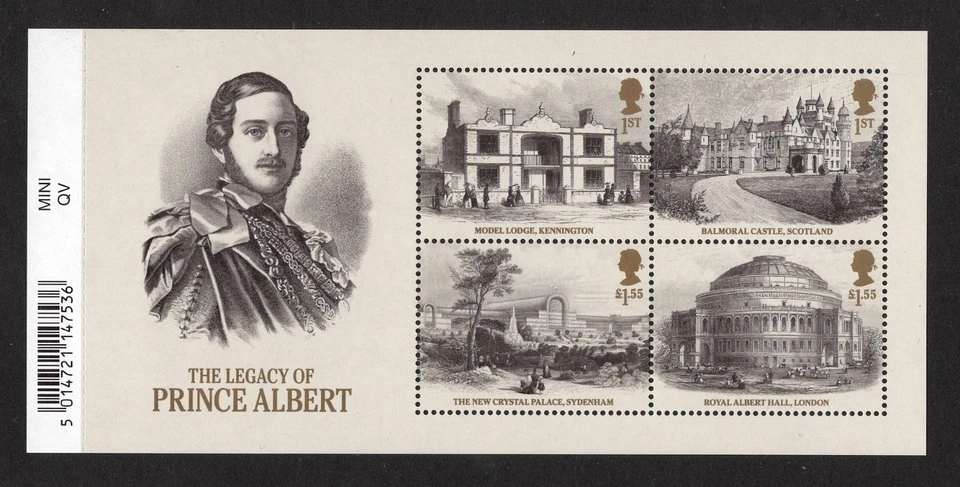 ++ 2019 Gran Bretaña el legado del príncipe Alberto hoja en miniatura con código de barras ++ Foto 1 de 1