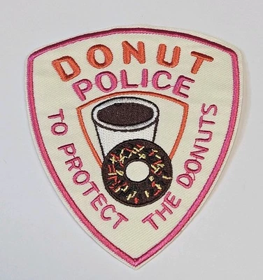Funny Donut Police Patch Embroidered Iron On Patches 3.5" x 4" IO6 - Image 1 of 4