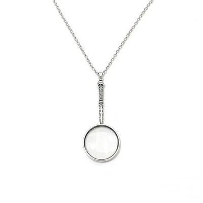 Винтажный 925 пробы увеличительное стекло - 10 X лупа монокль ожерелье кулон - Изображение 1 из 4