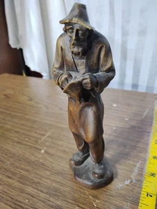 Antique Sculpture Portrait Of Drunkard Spirit Daumier Carved Wood 19th Bin9 - Picture 1 of 10
