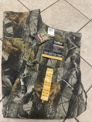 Mens Carhartt Camo B158 CMO Real Tree  Dungaree Hunting Pants 44” X  34” - Image 1 of 4