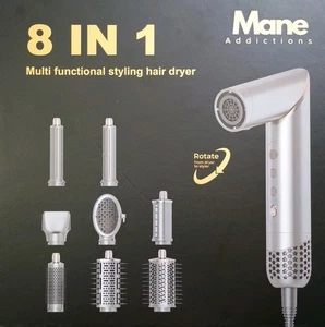 Mane Addictions Juego de cepillos 8 en 1 para peinar y secador de pelo, secador  - Picture 1 of 12