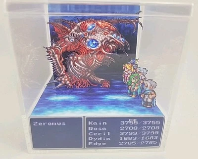 Final Fantasy 4 3D Cube Handmade Diorama Video Game Shadowbox  - Image 1 of 4