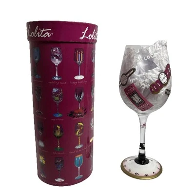 Lolita,  “It’s 5 O’Clock Somewhere” Love My Wine Hand Painted 15 oz Wine Glass - Image 1 of 4