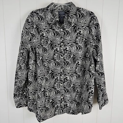 Camisa Chaps No Iron para mujer 3X negra cachemira manga larga abotonada oficina artística  Foto 1 de 4