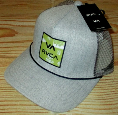 MENS RVCA GRAY SNAPBACK ADJUSTABLE TRUCKER HAT CAP ONE SIZE - Image 1 of 3