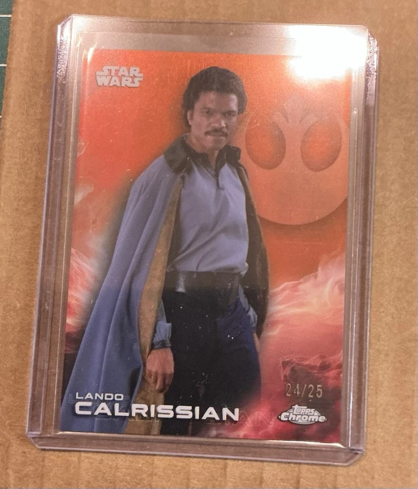 2025 Topps Chrome Star Wars  #78 Lando Calrissian Orange Refractor /25 - Image 1 of 1