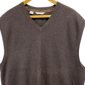 Vintage Cutter Buck Mens XXL V Neck Ribbed Sweater Vest 100% Cotton Brown Casual - Picture 1 of 9