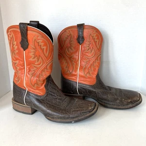 Ariat Cowboy Boots Quickdraw Western Square Toe Brown/Orange Mens 13 D - Picture 1 of 23