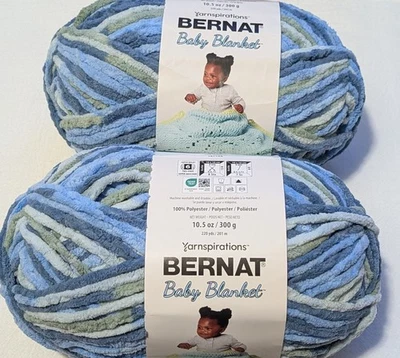 Bernat Baby Blanket 6 Super Bulky Polyester Yarn 2 skeins Lovely Blue 4793  10.5 - Image 1 of 2