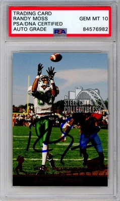 Randy Moss 1998 Press Pass Red Autograph Rookie Card #5 PSA/DNA 10  - Image 1 of 2