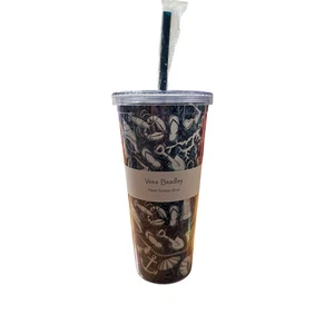 Vera Bradley Travel Tumbler 24 oz Shore Enough Blue & White Ocean Beach New - Picture 1 of 6