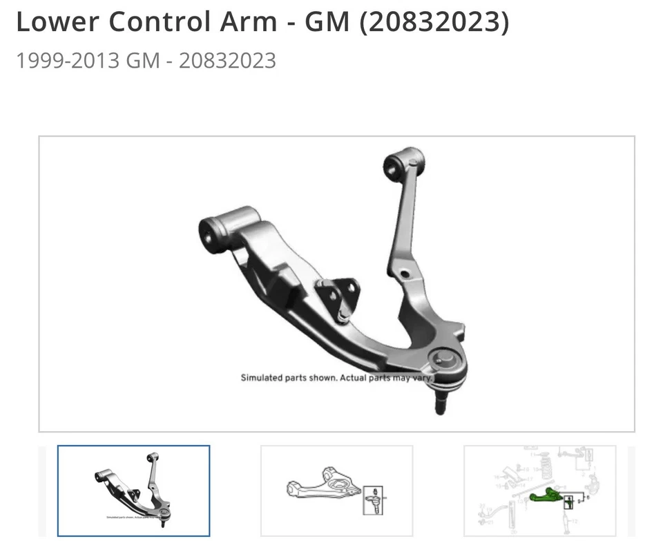 NUEVO CAMIÓN CHEVROLET GMC brazo derecho genuino OEM Asm-Frt Lwr Cont 20832023 Foto 1 de 1