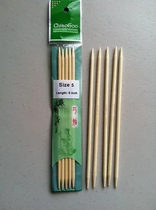 Agujas de tejer naturales de doble punto ChiaoGoo de 6 pulgadas Moso bambú MPN 1016 - Imagen 1 de 1