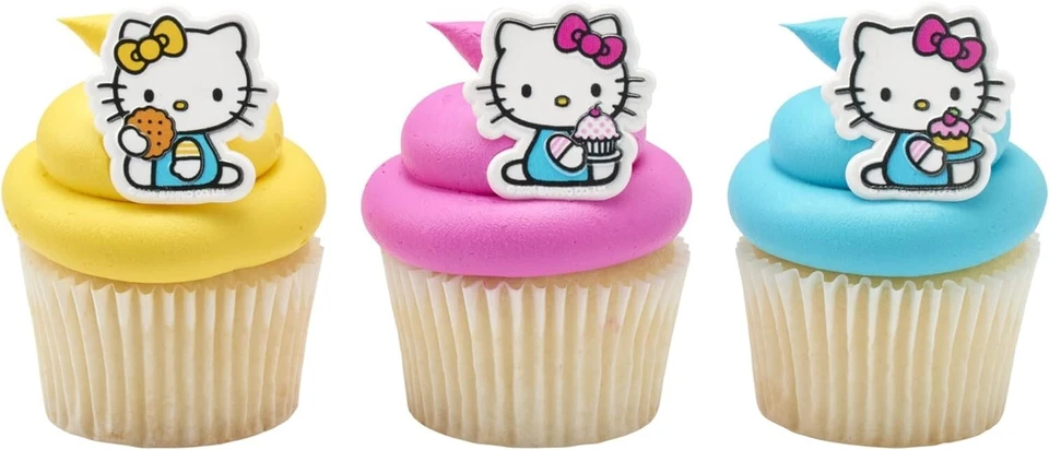 DecoPac Hello Kitty Rings 72 Cupcake Toppers Decorations Hello Kitty