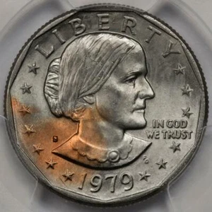 1979 S PCGS MS65 Improperly Annealed Planchet SBA Dollar Mint Error Copper Spot - Picture 1 of 4