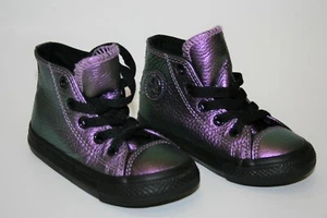 Sparkly Leather CONVERSE High top Sneakers Little Girls Size 7 - Picture 1 of 8