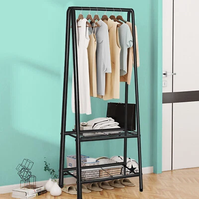 Clothes Rail Rolling Garment Shelf Heavy Duty Hanging Rack Display Stand Metal - Image 1 of 4