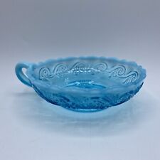 Antique 1906 Jefferson Glass Opalescent Blue Sea Spray Nappy Dish