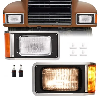 Pair Headlights W/Bezel For Mack CH613 SFA Hood Truck 1990-2017 Pickup LH & RH - Image 1 of 4