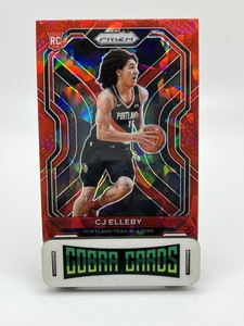 2020-21 Panini Prizm Basketball C J Elleby RED Cracked Ice Rookie Card RC #283