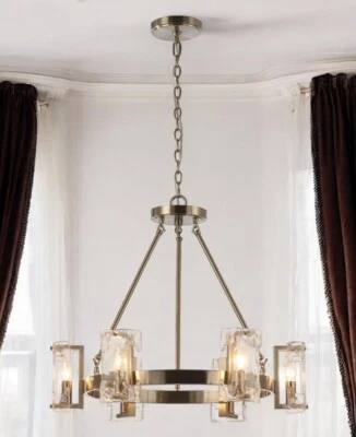 6-Light Modern Mattle Glass Wheel Chandelier by Parrot Uncle - Image 1 of 4