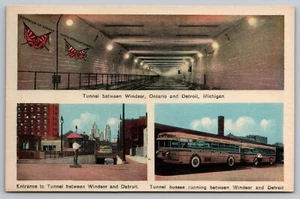 Postcard: Detroit-Windsor Tunnel, Photogelatine Engraving, White Border Unposted - Picture 1 of 2