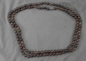 Long 60" AIL Smoky Topaz Beaded Necklace Sterling Clasp - Picture 1 of 4