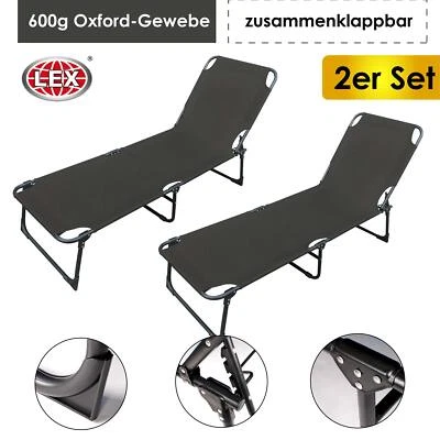 2er-Set Gartenliege 3-Bein Sonnenliege klappbar Strandliege Liegestuhl 188cm - Bild 1 von 3