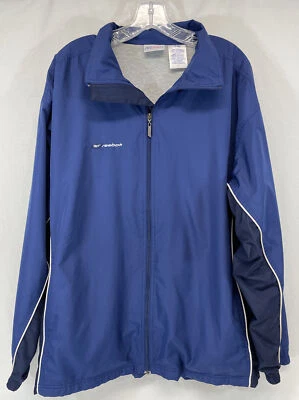 Chaqueta cortavientos forrada de colección años 90 Reebock para hombre 2 tonos azul blanco a rayas talla (L) Foto 1 de 4