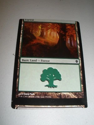 MTG Magic Miscut Misprint Forest #355 x1 Commander 2013 NM - Image 1 of 2