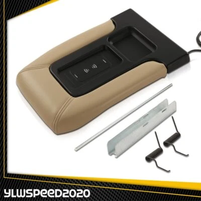 Apoyabrazos de carga inalámbrica con tapa de consola central beige apto para Chevrolet 1999-2007 Foto 1 de 4