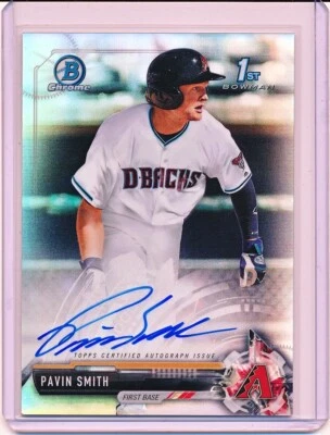PAVIN SMITH 2017 BOWMAN CHROME REFRACTOR AUTOGRAPH AUTO 1ST RC #'D 029/499 - Image 1 of 2