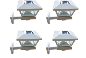 White Color Solar Light Post Cap Dual SMD Wall Mount or Post (4 Pack) PL254W - Picture 1 of 4
