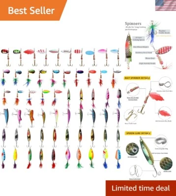 Lures Kit Rooster Bait Tail Lures Spinner Baits Trout Lures Spoon Lures Hard ... - Image 1 of 4