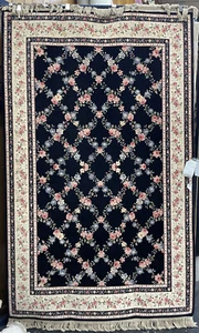 Karastan Garden of Eden Collection Ebony Trellis - 5'9" X 9'0" Black Area Rug - Picture 1 of 2