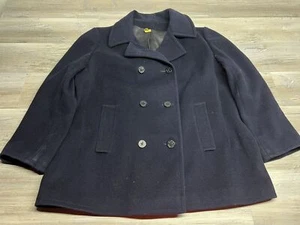 VINTAGE US Navy Sailor Pea Coat Thick Wool Size 42 Blue Lined Button - Picture 1 of 10