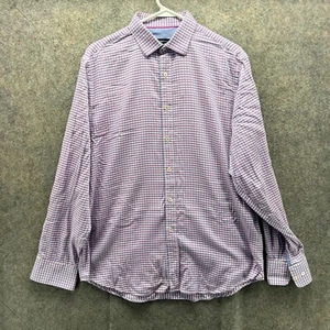 Bugatchi Shirt Mens XL Pink Blue Check Classic Cotton Button Down Gingham - Picture 1 of 12