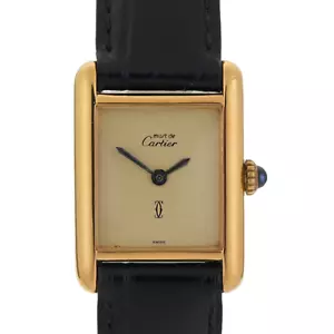 Cartier Tank Must 3 Lemon Dial Argent 925 vergoldet 22mm Damenuhr - Bild 1 von 10
