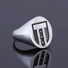 Men Family Crest Ring Customized Wax Seal Signet Silver Solid Anniversary  Band