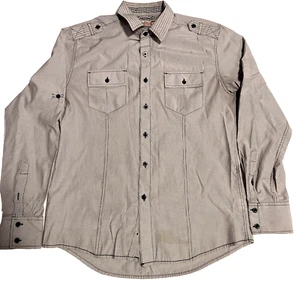 Sovereign Code Men's Size Medium Grey Long Sleeve Button Down Shirt Ready Tie - Picture 1 of 8
