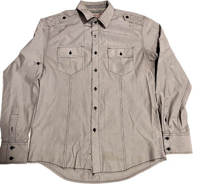 Sovereign Code Men's Size Medium Grey Long Sleeve Button Down Shirt Ready Tie - Image 1 of 4