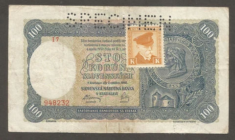 Czechoslovakia 100 Korun (1945); VF, P-51s; L-B130as; With stamp; SPECIMEN Cover