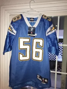 2000s Reebok San Diego Chargers Shawn Merriman Jersey Baby Blue Pro Sewn M+2 Vtg - Picture 1 of 9