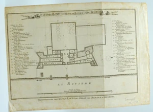 18th Century Etching - Plan for Fort St. Louis in the Island of Sanaga - Senegal - Picture 1 of 5