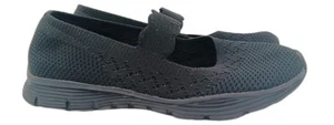 Skechers Seager Power Hitter Mary Jane Shoes Womens Size 6 Black Slip On Cushion - Picture 1 of 11